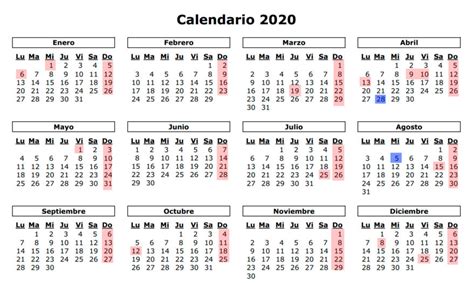 Calendario Laboral Y De Festivos 2020 Y 2021