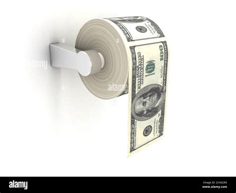 Inflation Concept Roll Of 100 Dollar Bills As Toilet Paper Stock