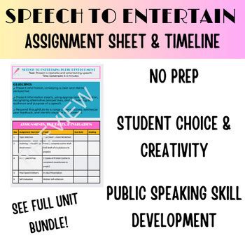 Speech To Entertain Formal Assignment Sheet Timeline Public Speaking Unit