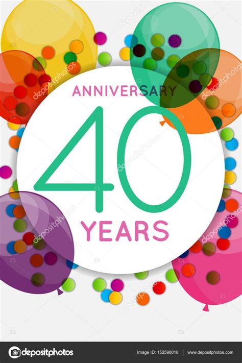 Template 40 Years Anniversary Congratulations Greeting Card