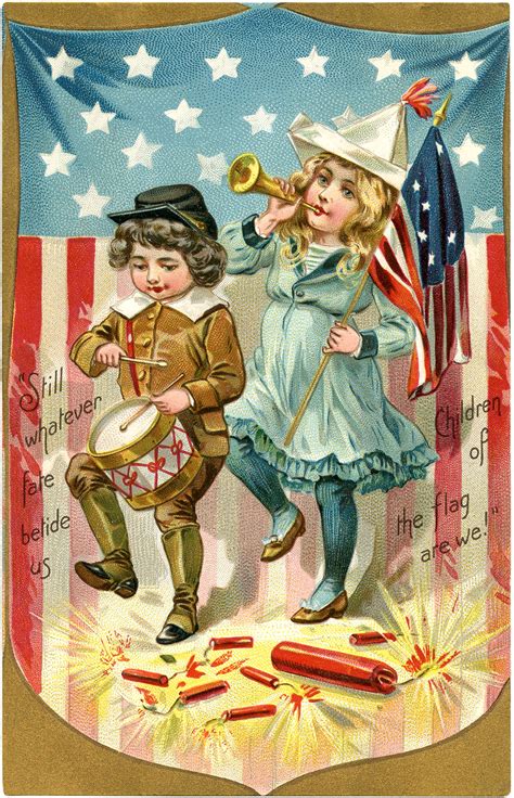 Say it with a precious picture or memorable message on photo. Vintage Patriotic Postcard Image! - The Graphics Fairy