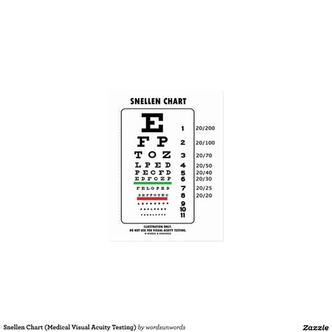 Snellen Chart Medical Visual Acuity Testing Zazzle