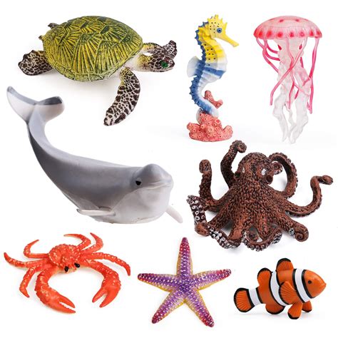Buy 8pcs Sea Animal Figures Realistic Ocean Animal Figurines Toy