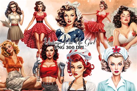 Vintage Pin Up Girl Sublimation Clipart Gr Fico Por Cat Lady Creative