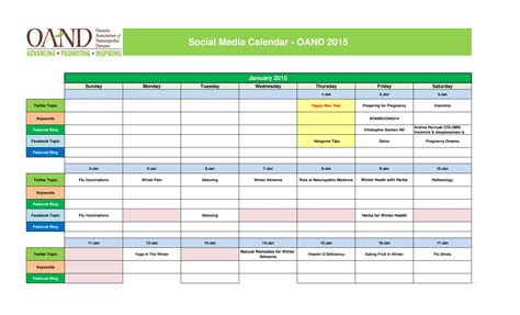 Marketing Calendar Excel Template