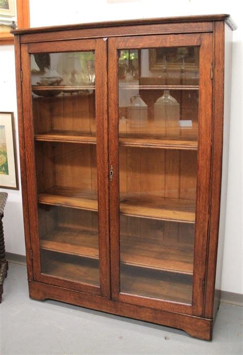 Small Oak Bookcase With Glass Doors Glass Door Ideas