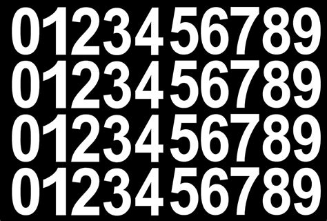 0 9 Numbers White Vinyl Sticker Decals Assorted Set Of 40