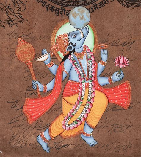 Varaha Painting Handmade Third Incarnation Of Vishnu The Boar Hindu