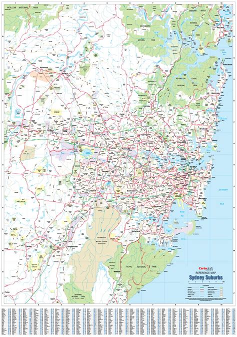 Cartodraft Sydney Suburbs Supermap Laminated Wall Map