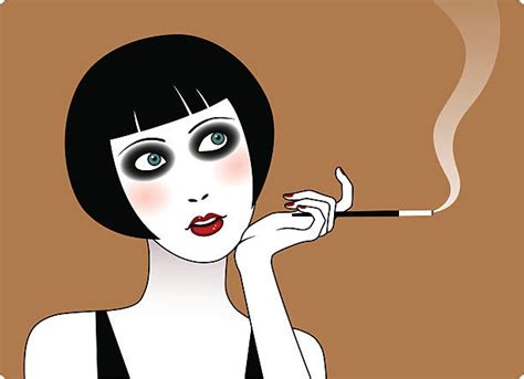 Beautiful Women Smoking Cigarettes Backgrounds Illustrations Royalty
