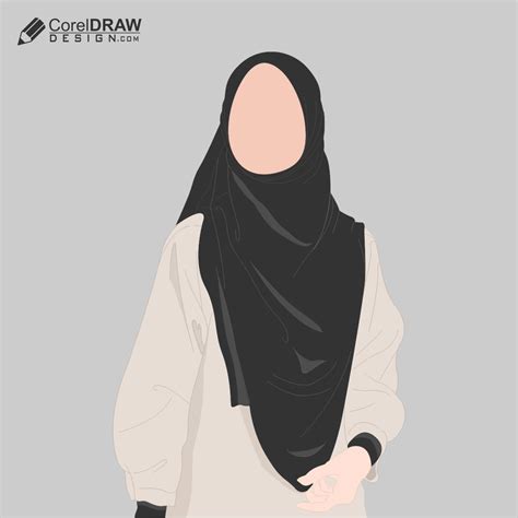Download Beautiful Hijab Girl Vector Free Image Coreldraw Design
