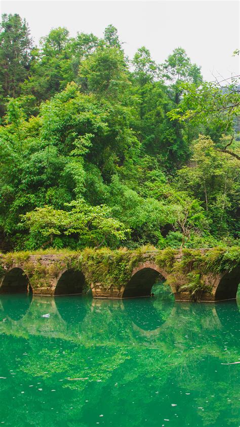 Xiaoqikong Ancient Bridge Natural Scenery Libo Guizhou China