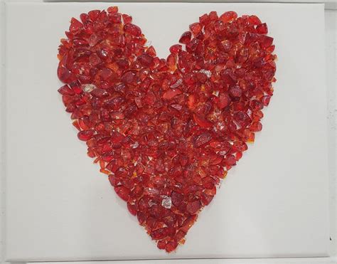 My Heart Crushed Glass Resin Canvas Valentines Etsy