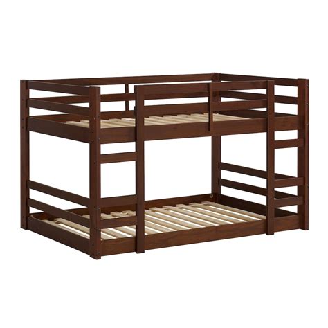 Welwick Designs Transitional Solid Wood Twin Over Twin Low Bunk Bed In