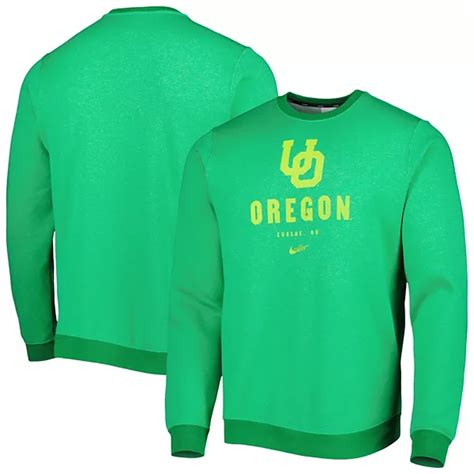 Mens Nike Green Oregon Ducks Vault Stack Club Fleece Pullover Sweatshirt