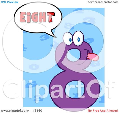 Clipart Happy Purple Number Eight Talking 3 Royalty Free Vector