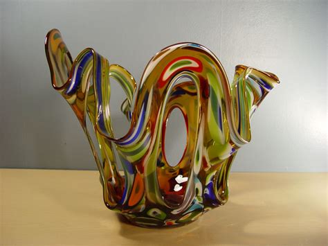 Vintage Krosno Polish Makora Glass Vase Hand Blown Artisan Made Large Centerpiece 149 99