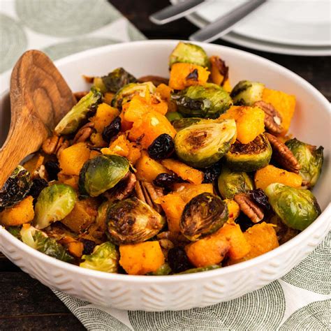 Roasted Butternut Squash And Brussels Sprouts Bowl Me Over