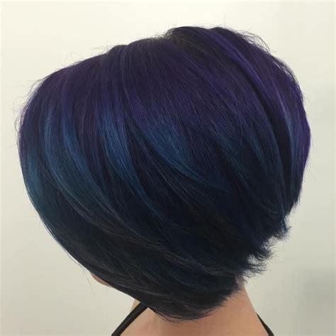 layered dark purple blue bob dark blue hair dye short blue hair blue black hair color purple