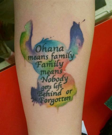 Watercolor Tattoo Lilo And Stitch Ohana Watercolor Tattoo My Very Own