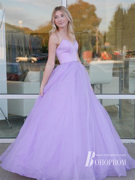 Morden Sweetheart Ball Gown Prom Dresses Satin And Tulle Simple Evening Bohoprom