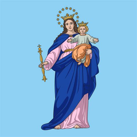 Our Lady Mary Help Of Christians Colored Vector Illustration 20913667