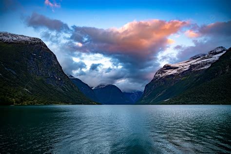 Beautiful Nature Norway Natural Landscape Lovatnet Lake Lodal Valley