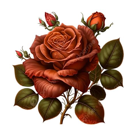 Beautifull The Nature Red Rose Flower With Green Leaf Beautifull The