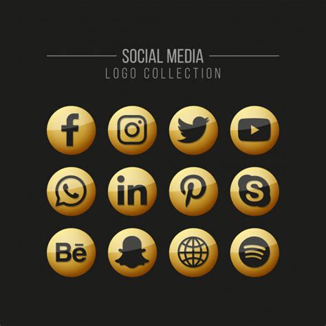 When i see someone use a social media logo. Premium Vector | Social media golden logo collection on black