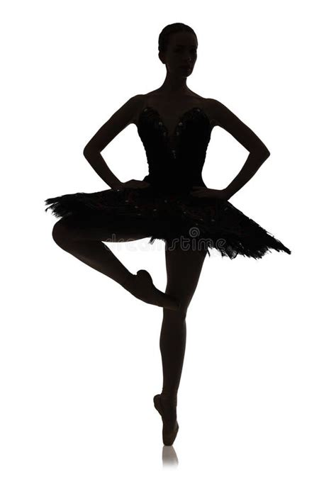 Ballerina Silhouette Making Ballet Position Pirouette Against White