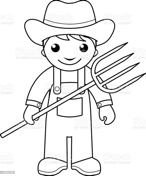 Learn how to draw farmers pictures using these outlines or print just for coloring. Farmer Coloring Page For Kids stock vector art 486267166 ...