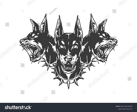 Cerberus Hellhound Mythological Three Headed Dog Stock Vector Royalty
