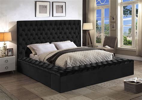 Bliss Upholstered Platform Storage Bed Black By Meridian Furniture 1