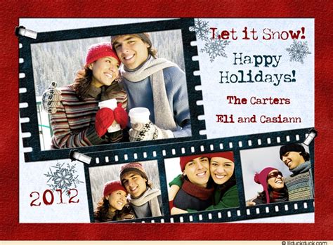 Swap in your photos and turn your family pic into the ultimate photo christmas card. Holiday Camera Film Card - Family's Snowy Photos Frosty Snowflakes | Photo xmas cards, Family ...