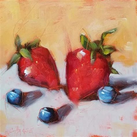 Daily Paintworks Strawberries And Blueberries Original Fine Art