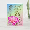 Elegant rose 99th birthday card for Mom | Zazzle.com
