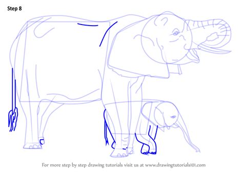 Learn How To Draw An Elephant Mother And Baby Other