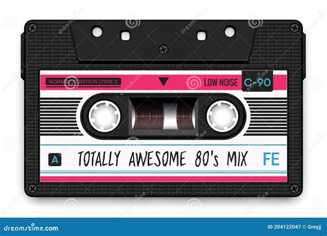 Black Audio Cassette Totally Awesome 80`s Mixtape Stock Vector Illustration Of Classic