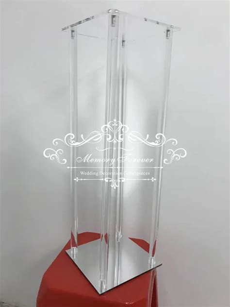 Mirror Effect Clear Acrylic Vase Wedding Columns Tall Flower Stand