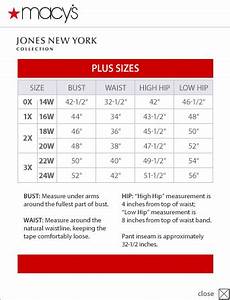 Jones New York Collection Plus Size Chart Via Macys Different Than