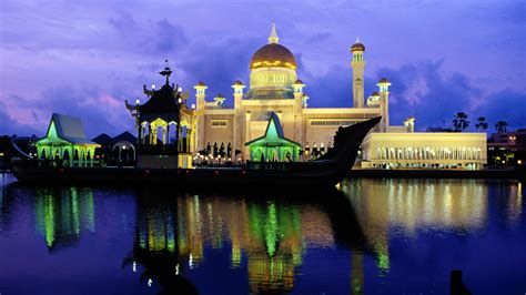 Full Hd Wallpaper Sultan Omar Ali Saifuddin Mosque Illumination Brunei