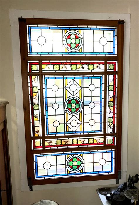 Large English Leaded And Stained Glass Window