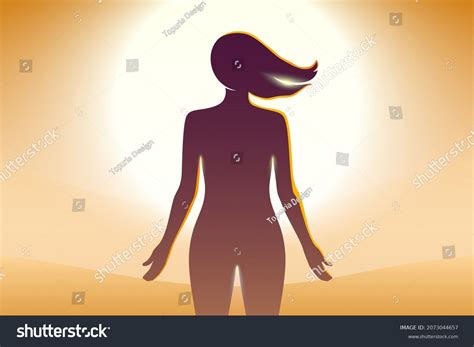 Beautiful Naked Woman Long Hair Relaxing Stock Vector Royalty Free