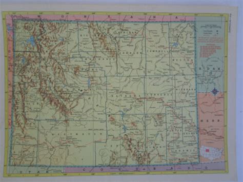 Wy Wi Vtg 1953 Wyoming Railroad Map Candnw Cbandq Or Wisconsin Ahnapee