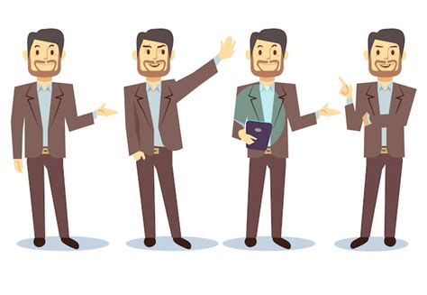 Premium Vector Businessman Cartoon Character In Different Poses For