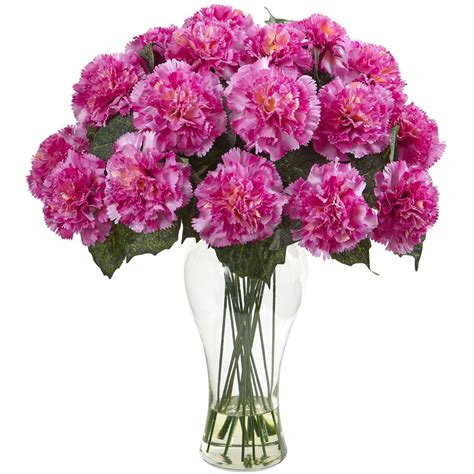 Blooming Carnation Arrangement Wvase 1403 Nearly Natural