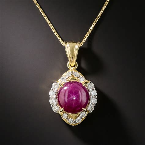 18k Star Ruby And Diamond Pendant Necklace