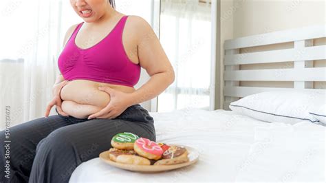 Asian Fat Women Fat Girl Chubby Overweight Unhappy Measuring Her