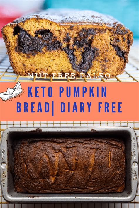 Delicious dairy free keto recipes for desserts. Keto Pumpkin Bread with Chocolate Swirl (nut free, dairy free) | Recipe | Pumpkin bread, Low ...