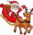 Christmas Santa Sleigh a Reindeer Cartoon Clipart 10789063 Vector Art ...